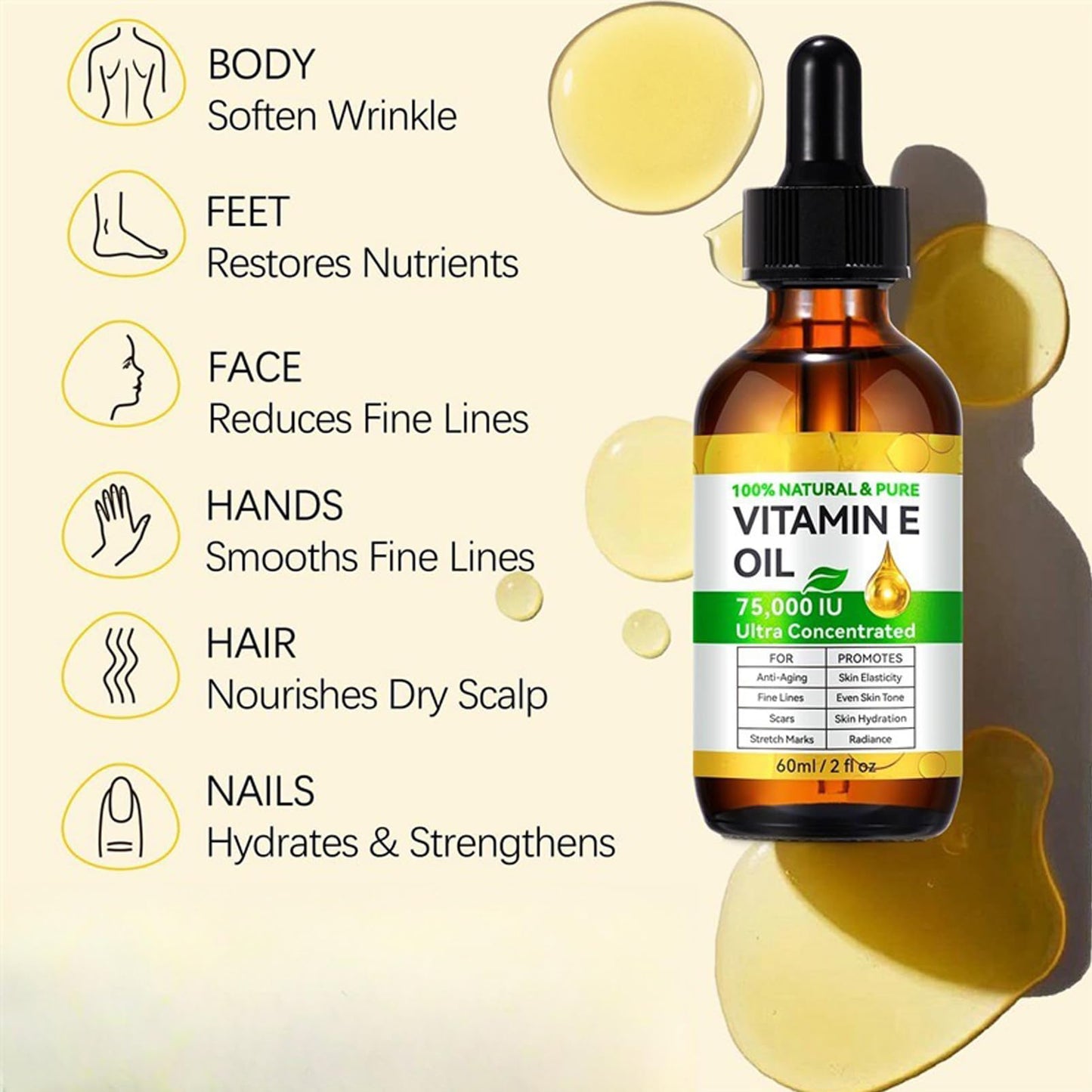 MEITREND Vitamin E Oil for Skin,Body Oil for Face,Smooth & Hydrate