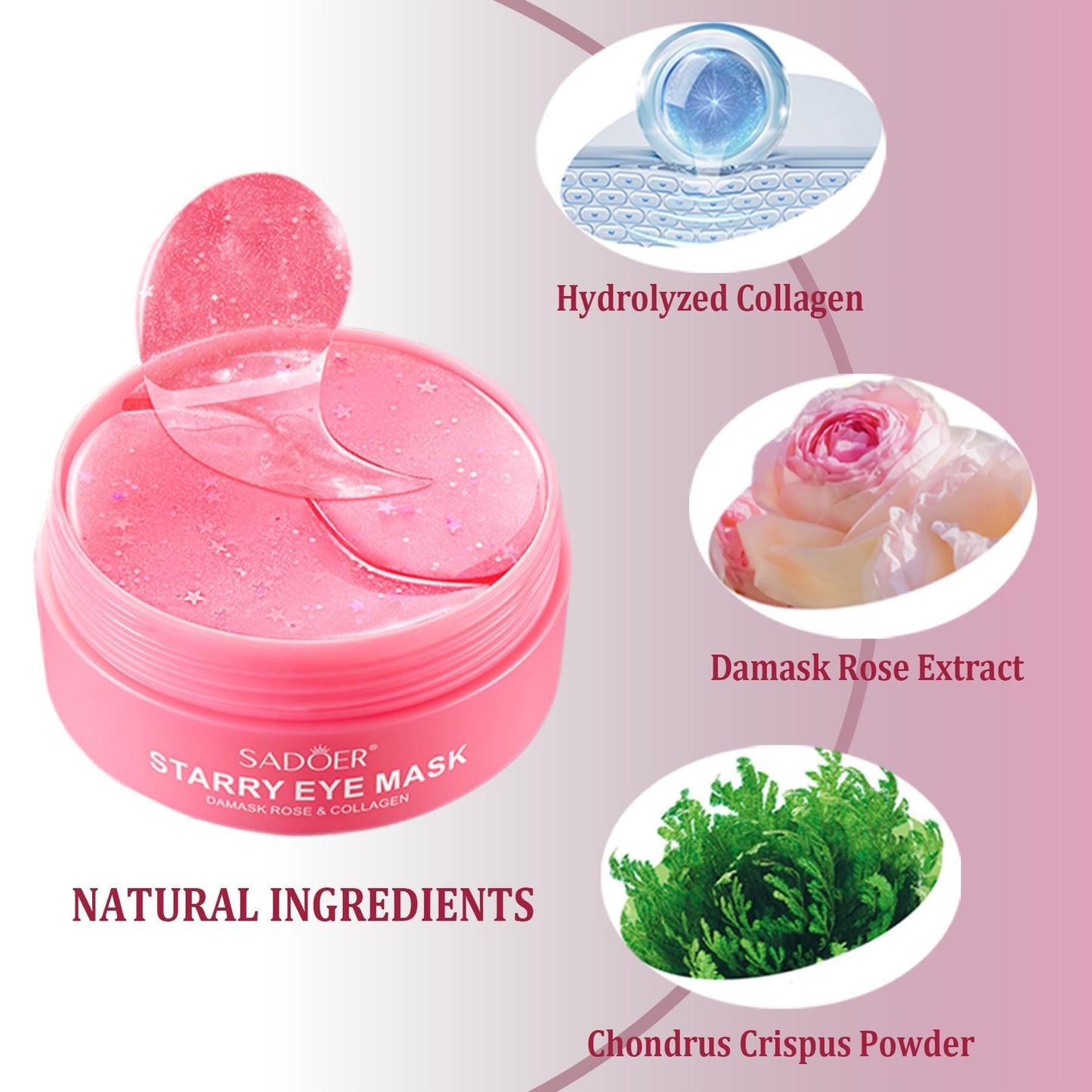 CGBOOM Under Eye Patches, Collagen Under Eye Mask, Dark Circles Under Eye Treatment, Puffy Eyes Bags Under Eyes Removal, Anti-Aging, Reduce Wrinkle, Skincare, Hydrating - 30 Pairs (Rose)
