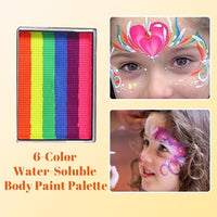 Generic 6-Color Face Paint Kit – Rainbow Palette, Hypoallergenic, Water Soluble, Quick Drying Body & Theatre Makeup, Non-Toxic Body Paint for Cosplay, Festivals, Carnival & Party