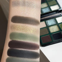 Full Matte Eyeshadow Palette - 9 Colors for Women, Soft Blendable Nudes & Browns for Natural Looks - Warm Nude Shades Green
