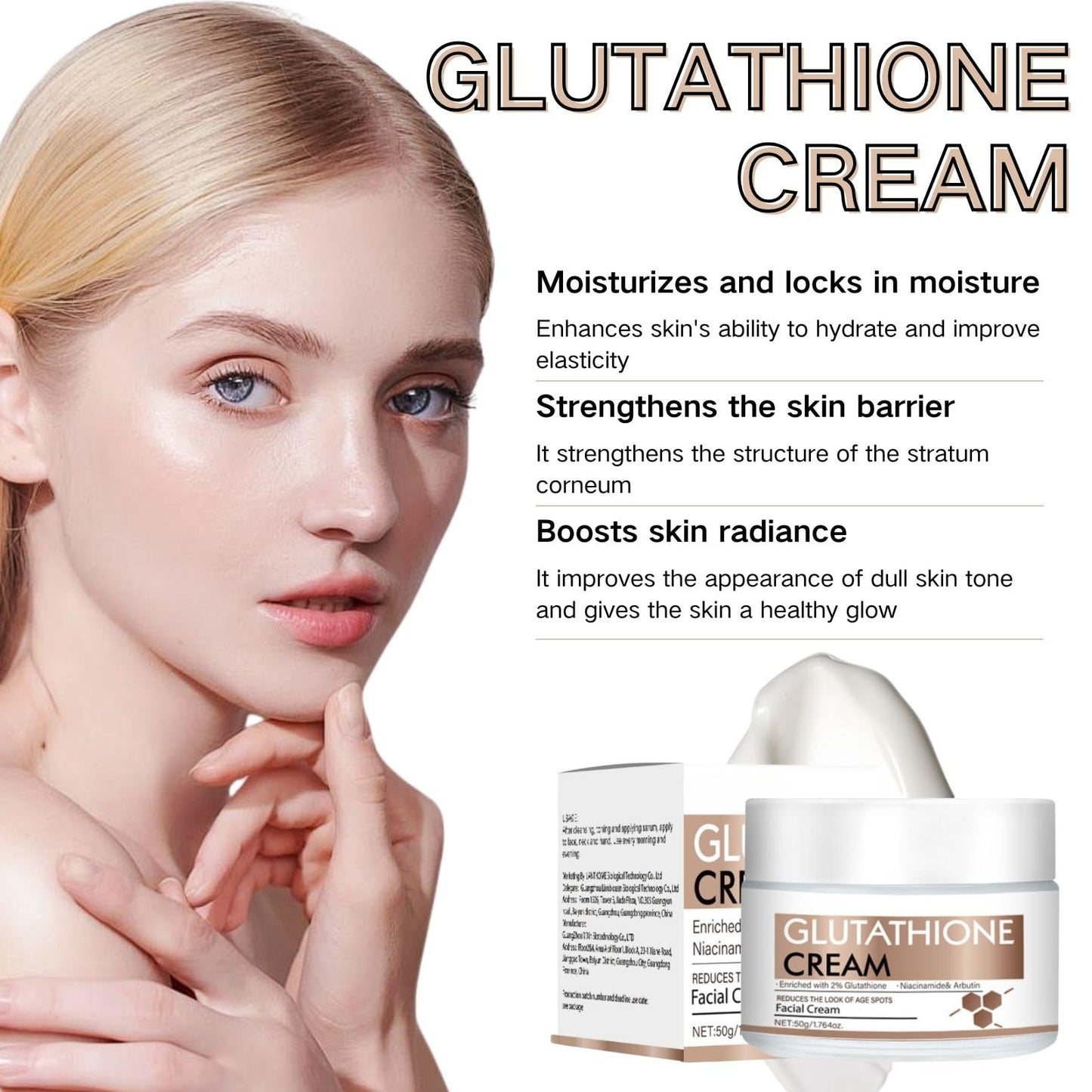 Cureluxe Glutathione Face Cream - Revitalising & Hydrating Face Moisturiser for Women & Men, Day & Night Use, Skin Brightener Cream,Face Moisturiser,All Skin Types