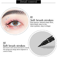Eveloveu Waterproof Black Eyeliner Stamp Set - 5 Double-Headed Pens with Heart, Flower, Star, Butterfly & Triangle Seal Stamps for Long-Lasting, Smudge-Proof Tattoo Makeup