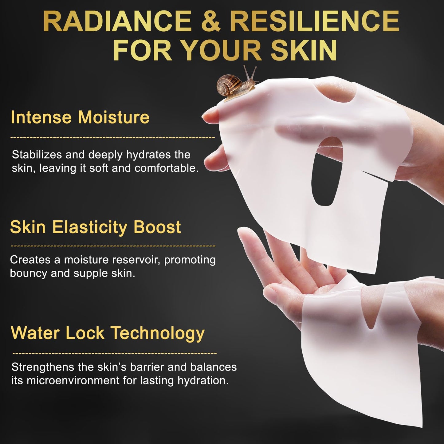 Buyourtaste Advanced Snail Mucin Glass Glow Hydrogel Face Masks, 4Pcs Collagen Face Mask, Snail Mucin Serum Mask, Snail Mucin Face Mask, Hydrating, Soothing & Firming, Brighten Skin, Reduce Fine Lines
