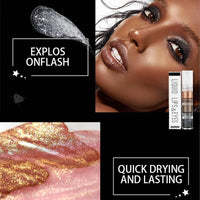 HAORQEE Glitter Eyeshadow, Brown Black Gold Shimmer Liquid Eye Shadow, Metallic Sparkly Shiny Pearlescent Long Lasting Eye Shadows Eyeliner Eye Makeup for Women Girls Gifts