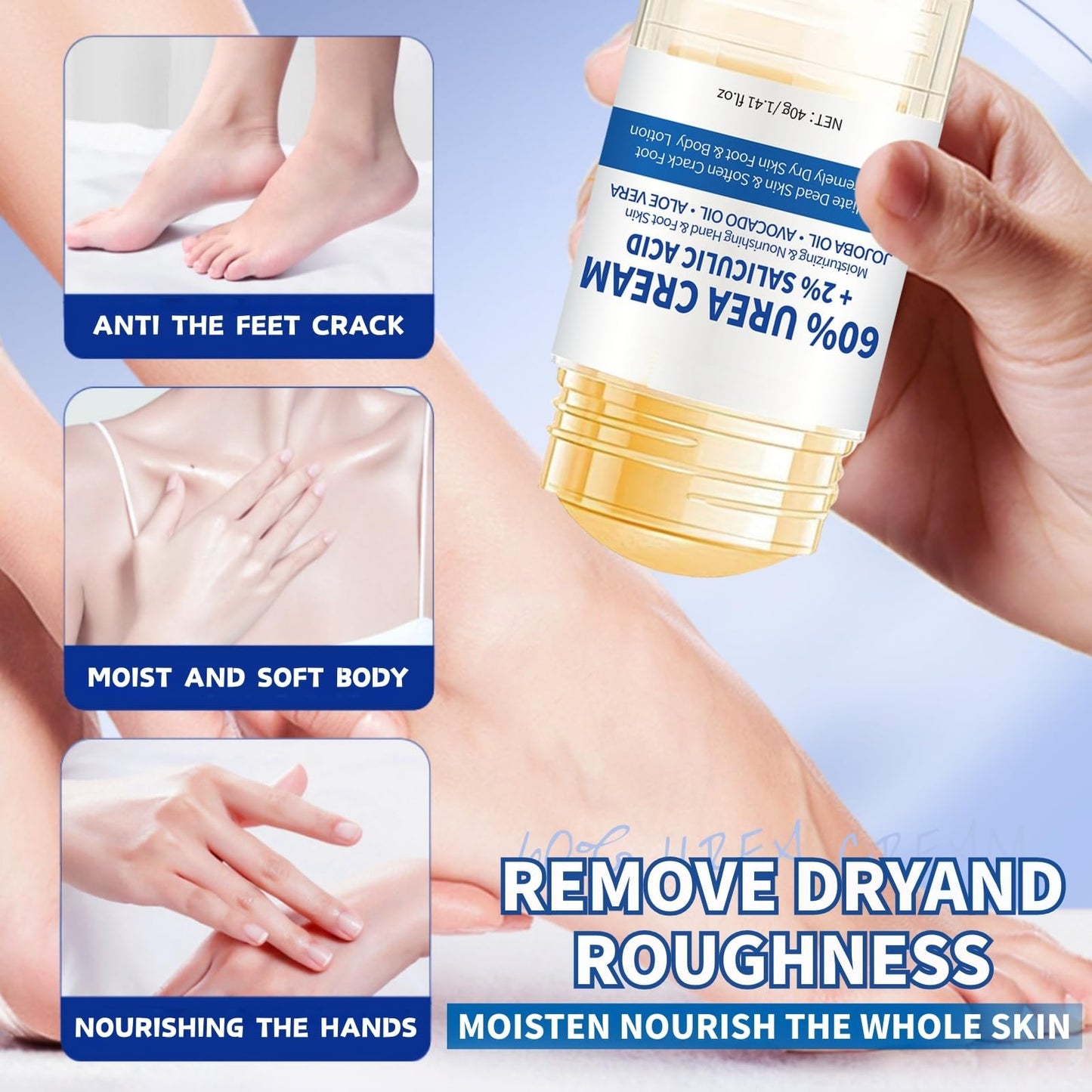 60% Urea Cream - Urea Cream 60 Percent for Feet - Cracked Heel Repair Cream - Ure_a Foot Cream Stick Plus 2% Salicylic Acid For Calluses - Foot Crea_m For Cracked Heels And Dry Skin 1pc