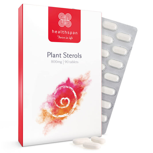 Healthspan Plant Sterols 800mg (90 Tablets) | Proven to Maintain & Lower Cholesterol Levels | Blocks Absorption of Dietary Cholesterol | Reduce The Risk of Coronary Heart Disease | Vegan
