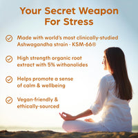Ashwagandha KSM-66® Supplement - 90 Vegan Capsules - High Strength Organic Ashwagandha with Black Pepper - Made in The UK by Purolabs