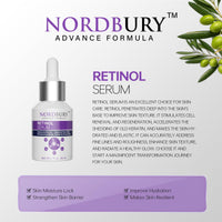 NORDBURY Retinol Serum, 2.5% Retinol with Vitamin E Ceramide Hyaluronic Acid & Organic Aloe Vera, Smooth Fine Lines Reduce Wrinkles and Improve Texture Skin Renewal Actively Night & Day