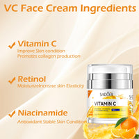 FALILUV Vitamin C Face Cream With Niacinamid,Retinol, Brightening Face Moisturiser For Women,Anti Aging Wrinkles,Orange Extracted Organic Face Cream Natural Skin Care For Dark Spots Acne,Fine Lines