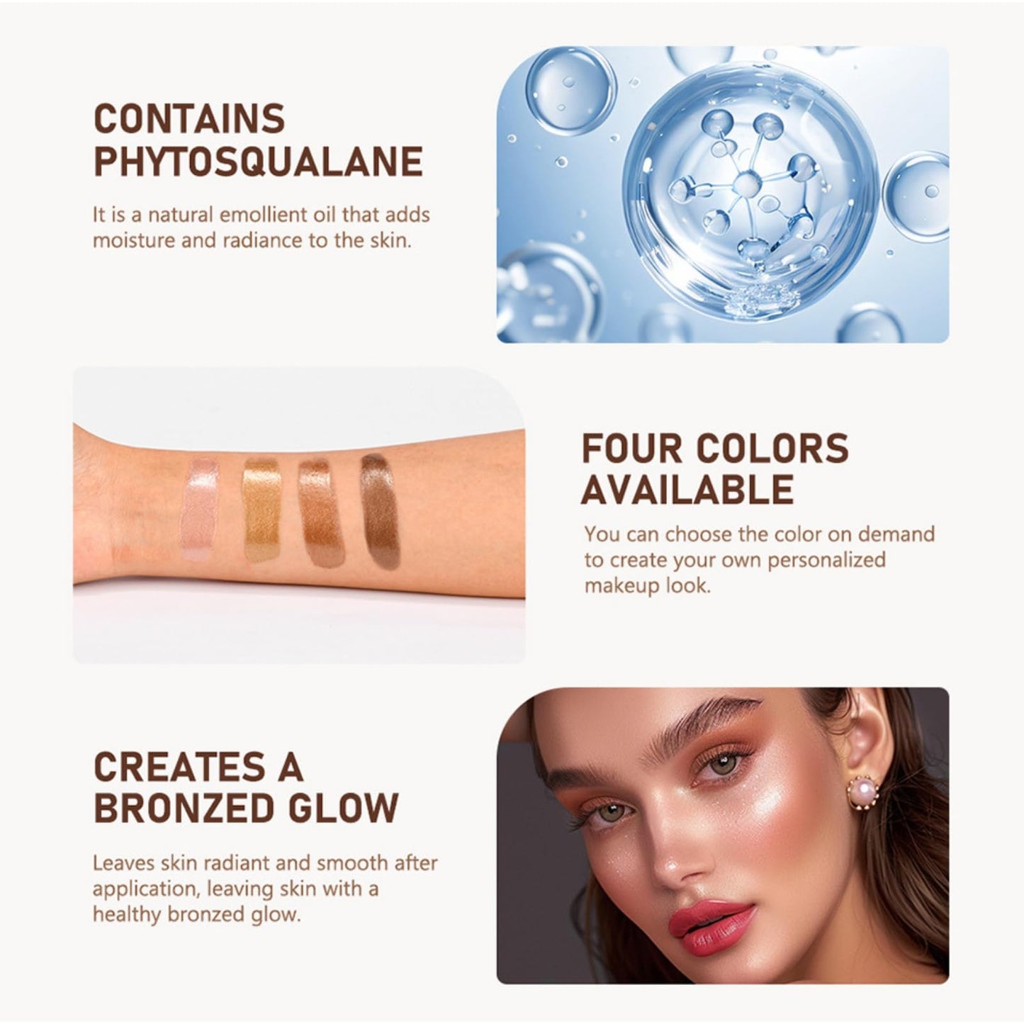 Cureluxe Glowing Liquid Bronzer - Bronzing Drops - Tan Face Drops -Liquid Bronzing Drop for Body - Tan Luxe Face Tanning Drop for Contour Makeup & Natural Glow - Luxe Champagne Shimmer 01
