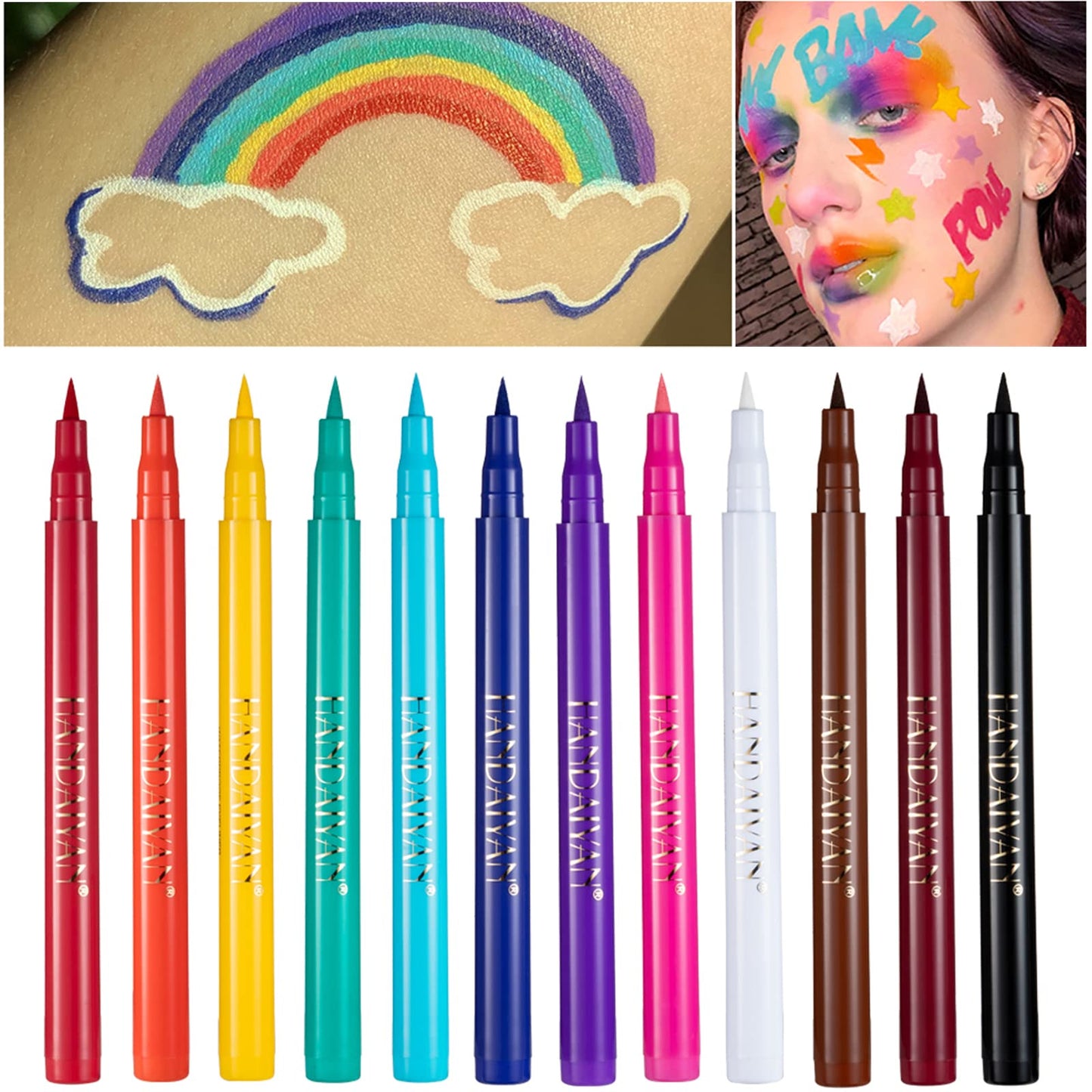 RenhuangFuxi Coloured Eyeliner, Royal-Blue Eyeliner, Waterproof Liquid Eyeliner All Day Long-Lasting Eye Liners, Highly-Pigmented Colourful Eyeliner for Eye Makeup, Black, White(Only Royal-Blue)