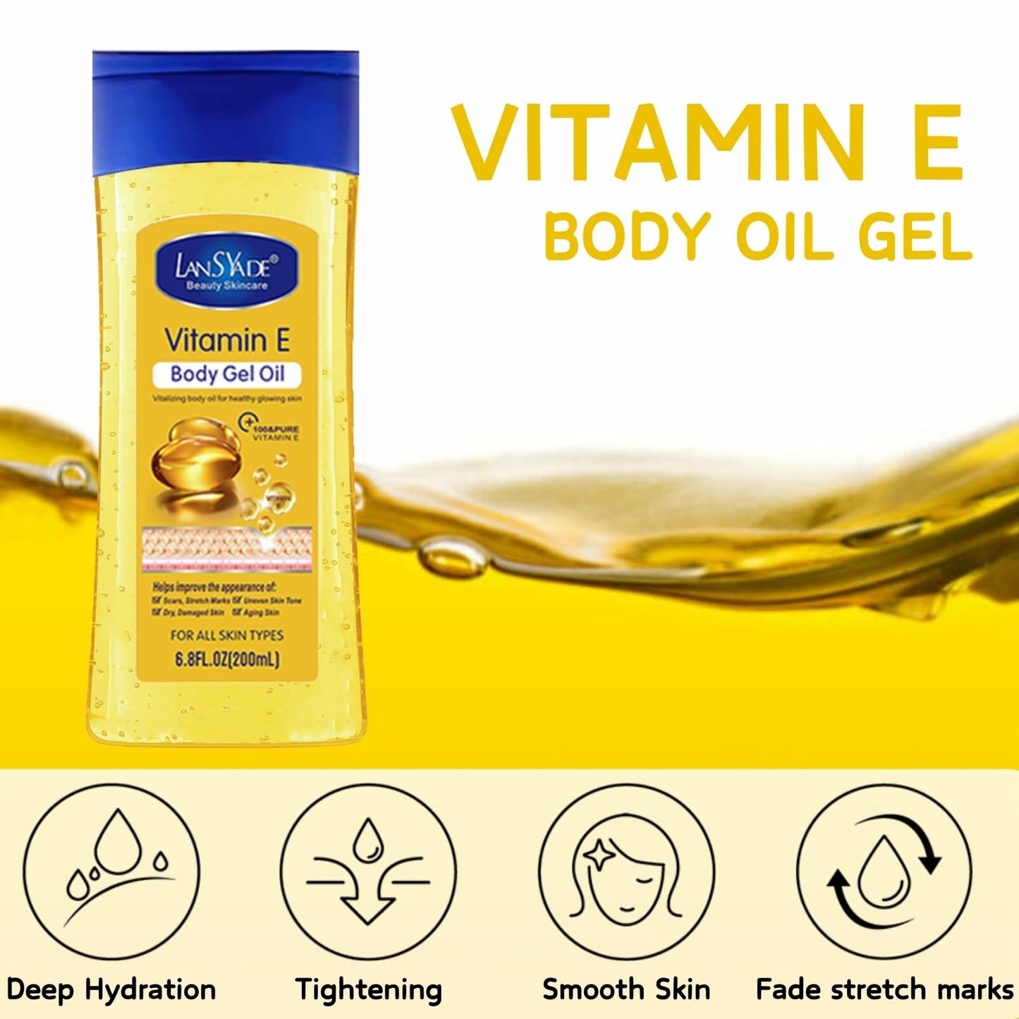 Essential Oils for Skin - Vitamin E Body Oil for Women - Body Skin Care for Anti-Aging,Brightening,Firming,Nourishing,Moisturizing - Face & Body Oil - Facial Oil Gel - Stretch Mark Oil