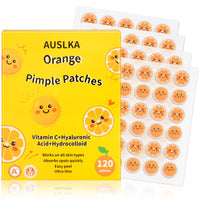 AUSLKA Pimple Patches Hydrocolloid Patches, Orange Shape Pimple Patches for Face, Zit Patches Contain Vitamin C, Cute Blemish Patches for Women, 120 Patches Cover Spot in Skin