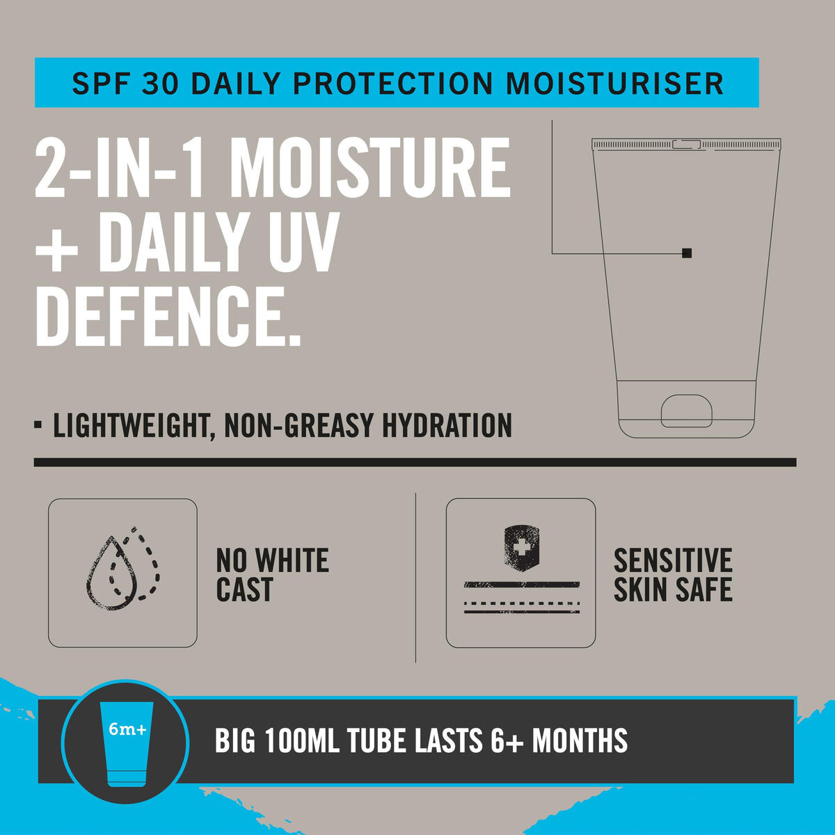 LIFEJACKET LifeJacket Daily Protection Moisturiser SPF 30 - Broad Spectrum Anti Fatigue, Anti-Ageing, Anti Wrinkle, UV Defence Face Cream for Sensitive Dry Skin (100ml (Pack of 1))