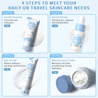 Milk Skin Care Sets & Kits For Teen Girls, 4PCS Skin Care Routine Set With Cleanser, Serum, Eye Cream, Cream For Women, Shrink Pores & Moisturizing, Face Skincare Kit Travel Size For Fine Lines, Acne.