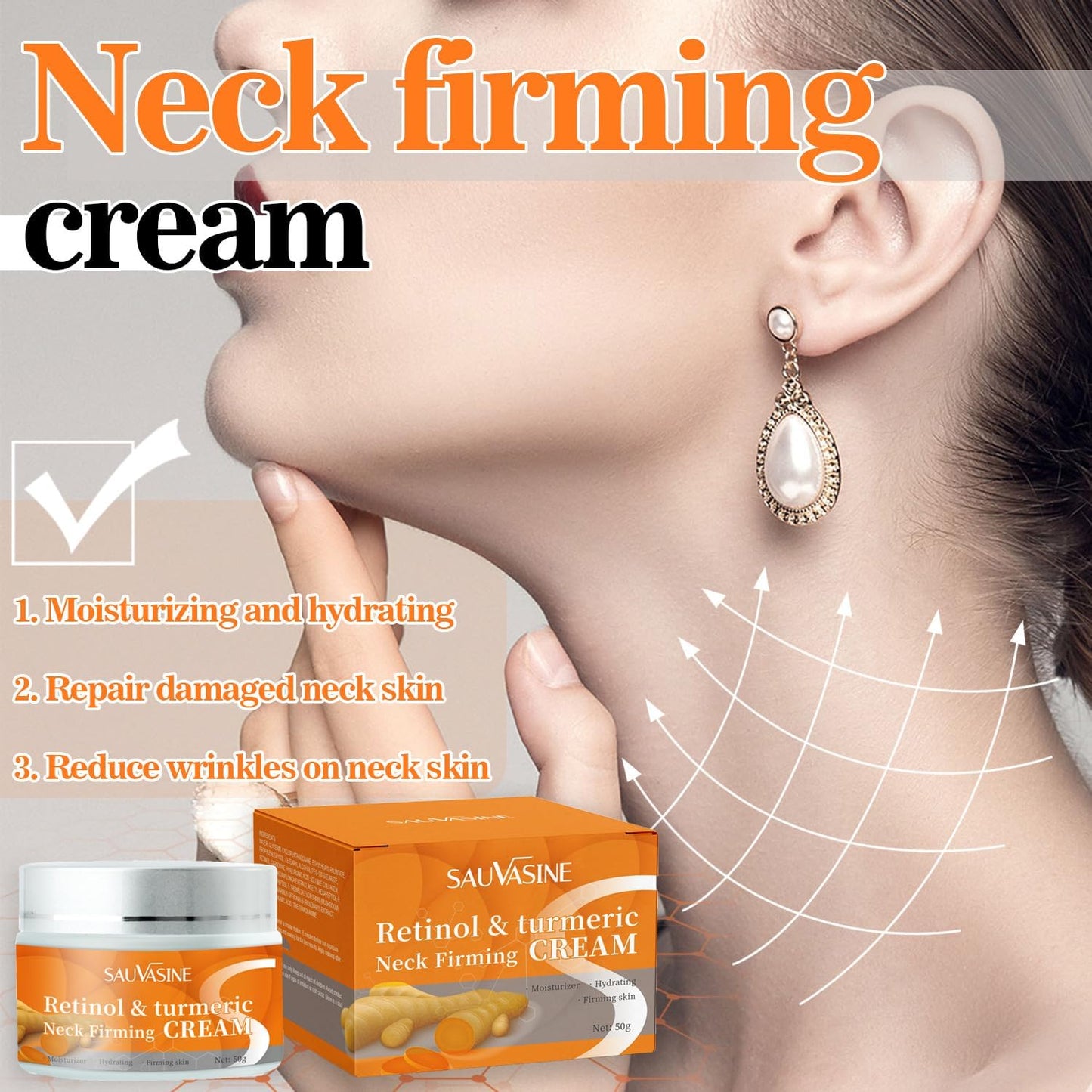 Turmeric Neck Firming Cream, Neck Tightening Cream Face Firming Cream All Natural Turmeric Skin Brightening Lotion For Tightening & Lift Skin, Fine lines, Loose & Sagging Skin On Face, Neck
