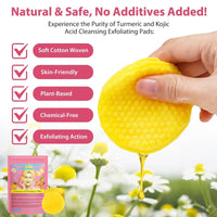 HAORQEE Kojic Acid and Turmeric Pads, Kojic Acid Cleansing Pads, Face Exfoliator Facial Sponges for Cleansing and Exfoliating (40PCS)
