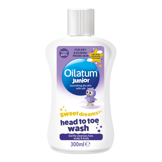 Oilatum Junior Sweet Dreamz Head to Toe Wash 300ml, with sleep enhancing technology for babies and children with dry, sensitive and eczema-prone skin
