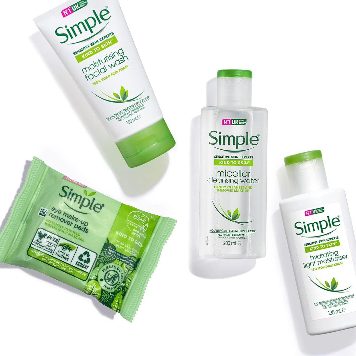 2 PACKS =60 Pads of Simple Kind to Eyes Eye Make-Up Remover Pads