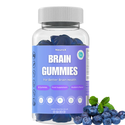 NeuroX Brain Health Gummies – Focus, Memory & Concentration Support with Ashwagandha, DHA, Brahmi Extract, Zinc, Magnesium & More – 60 Gummies