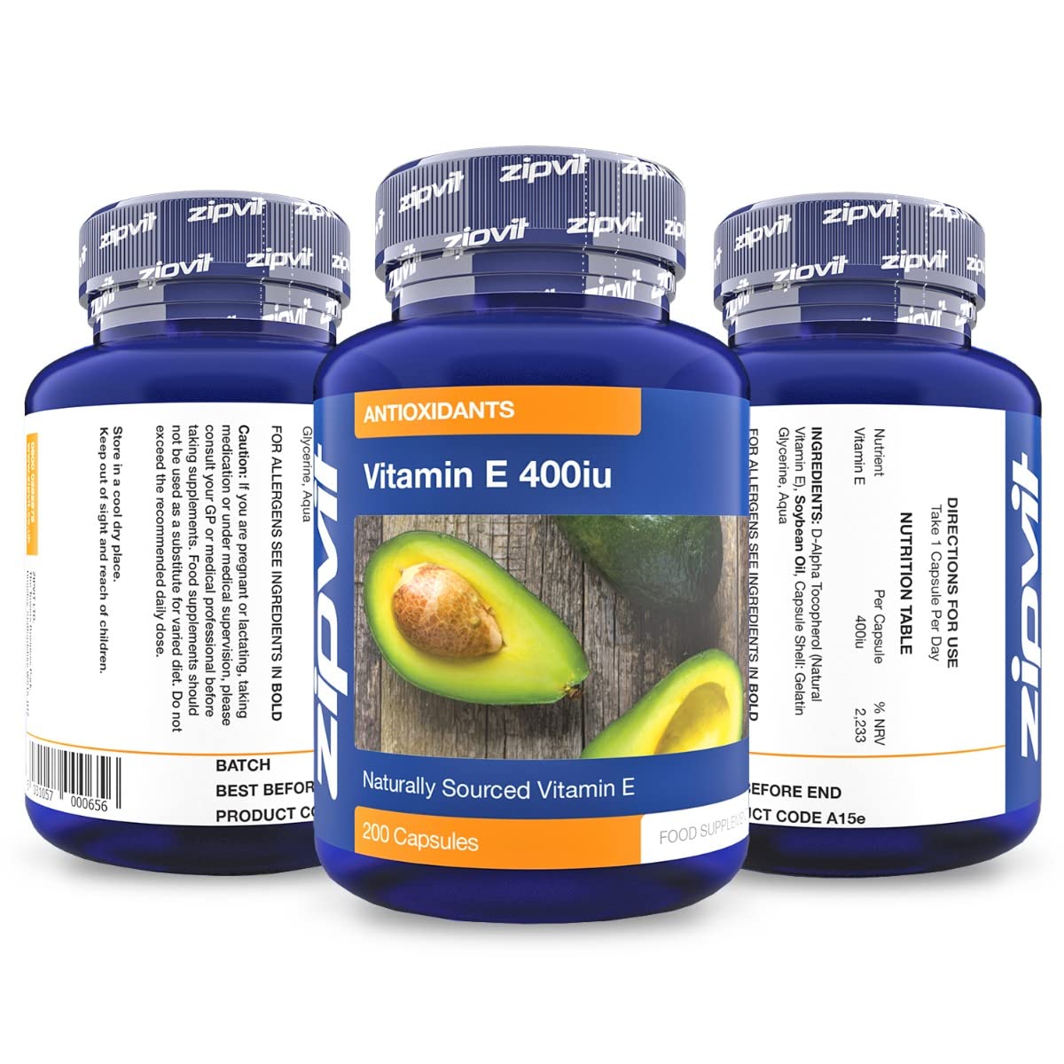 Vitamin E 400iu Supplement, 200 Softgel Capsules, Powerful Antioxidant, Protects Cells from Oxidative Stress, Supports Immune System, Over 6 Month Supply