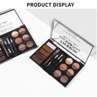 SONGQEE All-in-One Eyebrow Kit - Brown Eyebrow Powder Sculpting Kit, Shape, Define & Groom Eyebrow Makeup Palette Kit, Include Eyebrow Pomade, Brow Powder, Eyebrow Pencil, Eyebrow Brush, Eyebrow Stencils