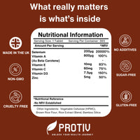 Protiv Selenium ACE 365 Tablets - Daily Supplement with Vitamins A, C & E - Antioxidant Immune Support - UK Manufactured to GMP Standards