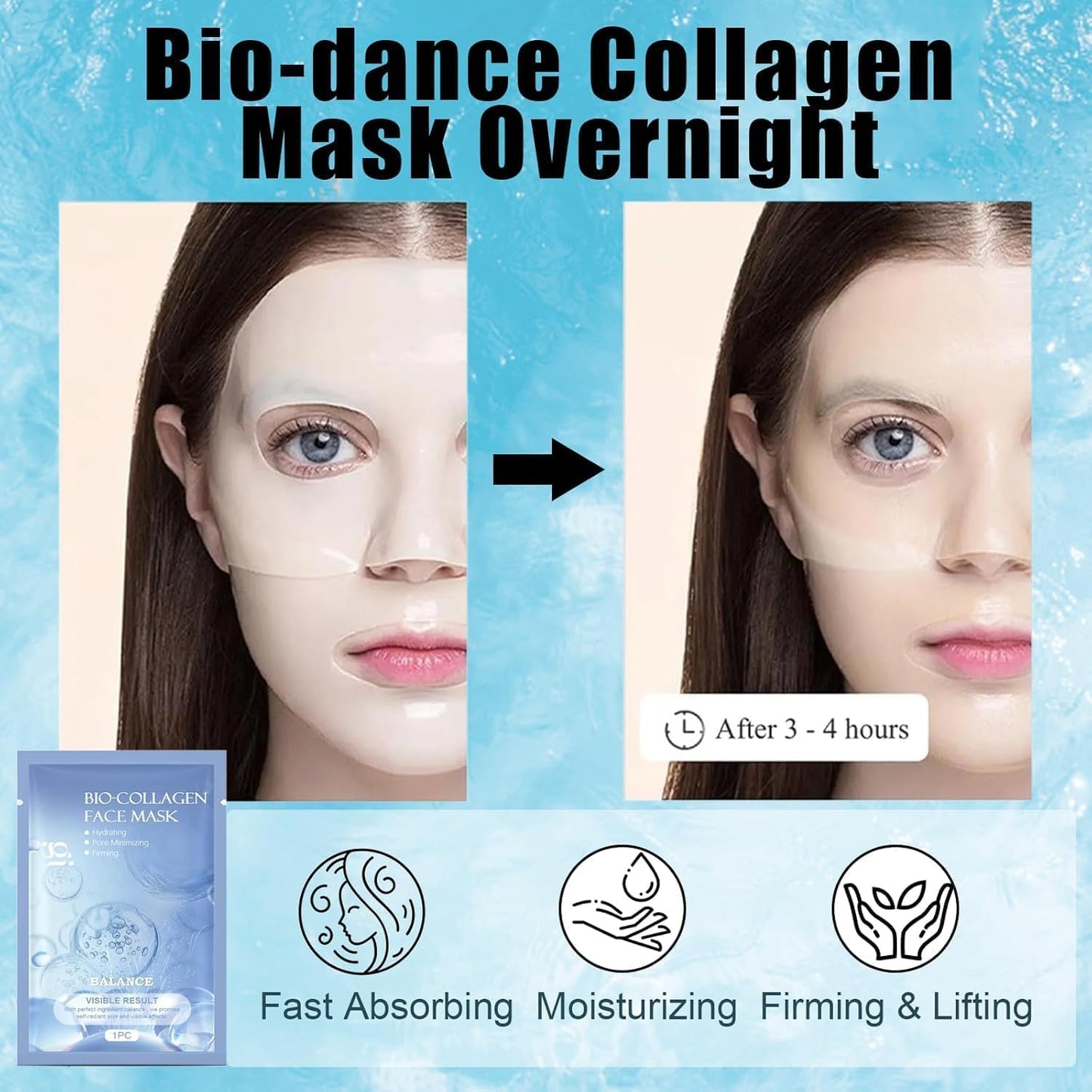 Biodance Bio Collagen Face Mask, Collagen Face Mask 6Pcs Bio dance Collagen Mask Overnight Collagen Mask Face Masks Hydrating Face Mask Elasticity Improvem Tighten Skin (6pcs)