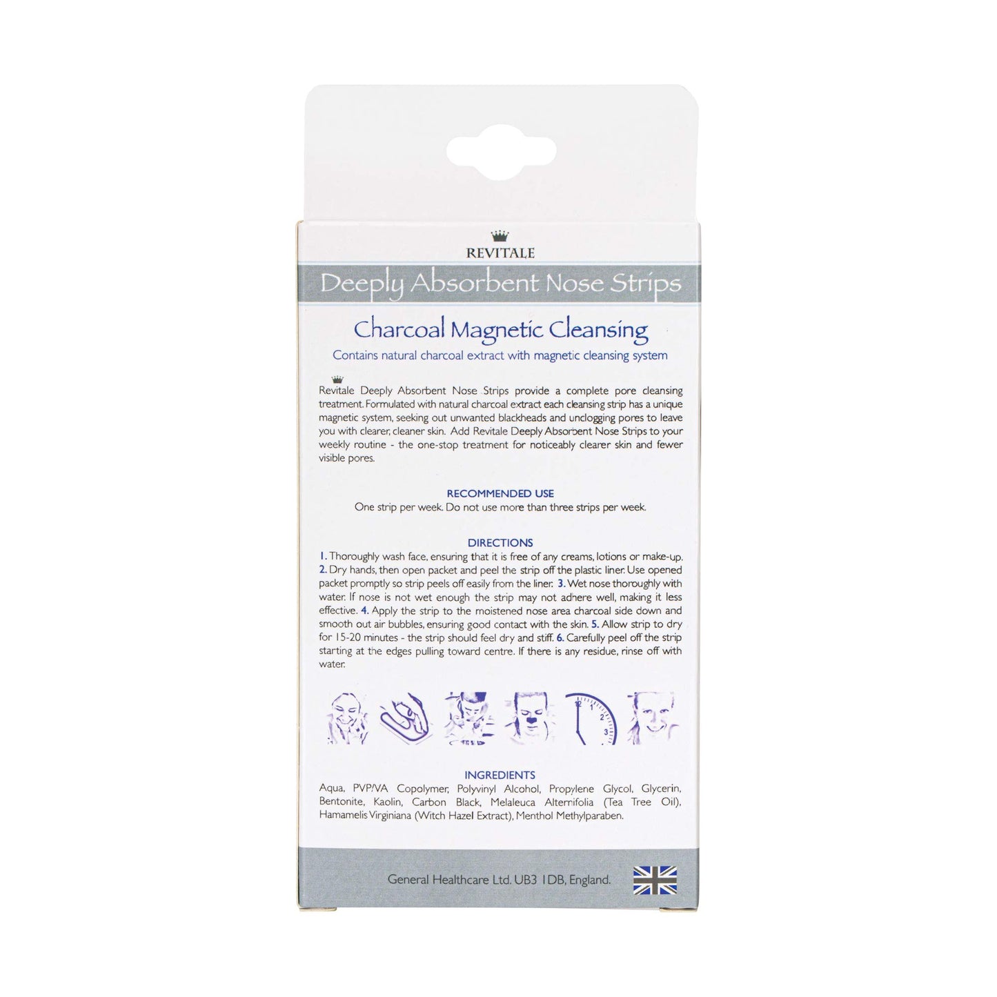 Revitale Charcoal Deep Magnetic Cleansing Nose Pore Strips - Removes Blackheads (5 Pack)