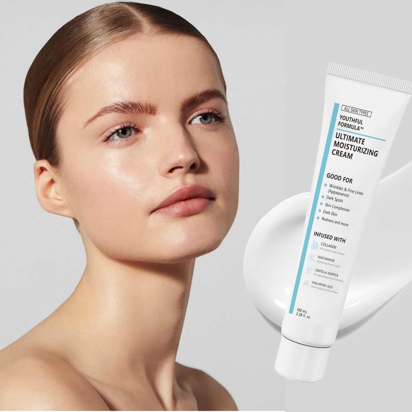 Generic Glowage Repair Moisturising Cream, Glowage Repair Moisturising, Youthful Formula Ultimate Moisturizing Cream For All Skin Types, With Collagen And Hyaluronic Acid, 100ml