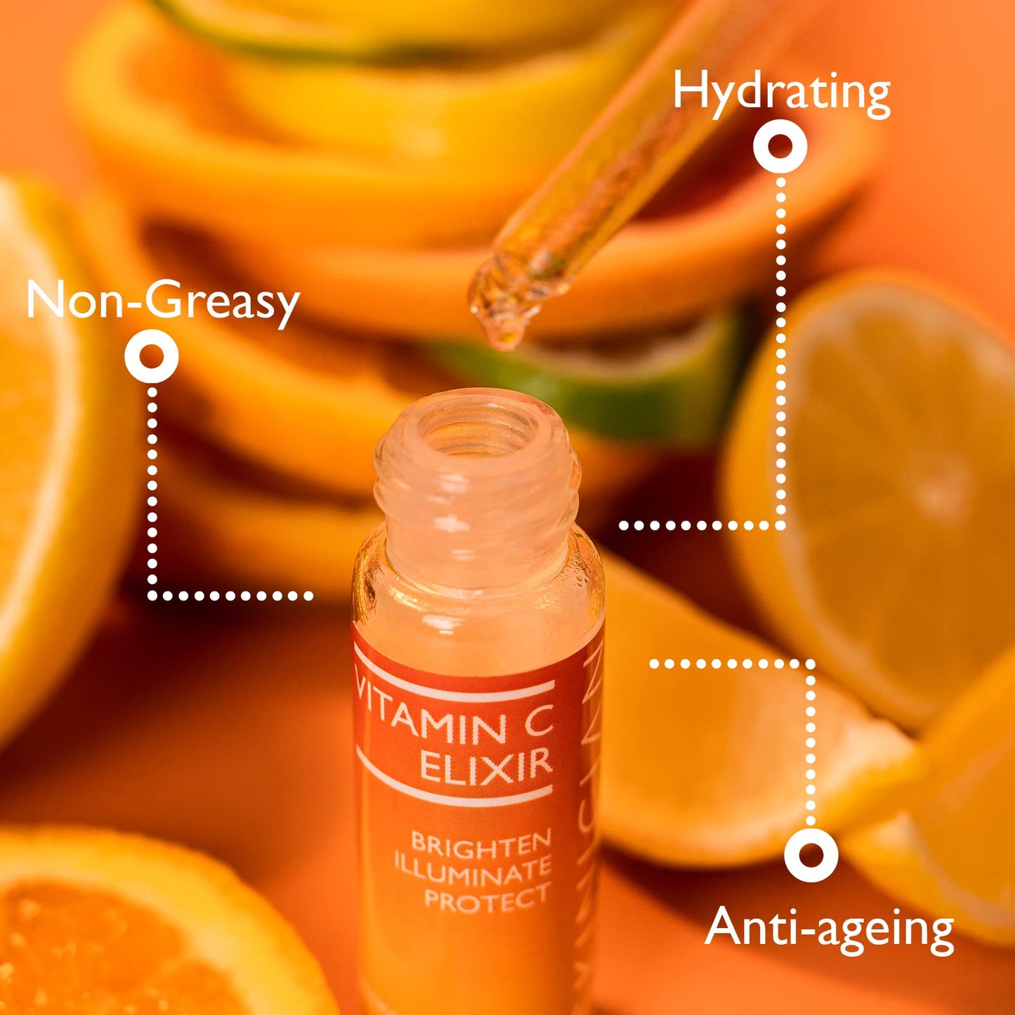 SKINICIAN Vitamin C Elixir 15ml - Anti Wrinkle & Brightening Face Serum with Avocado Oil - Collagen-Boosting Vitamin C Serum for Radiant, Plump Skin - Reduces Age Spots & Fine Lines