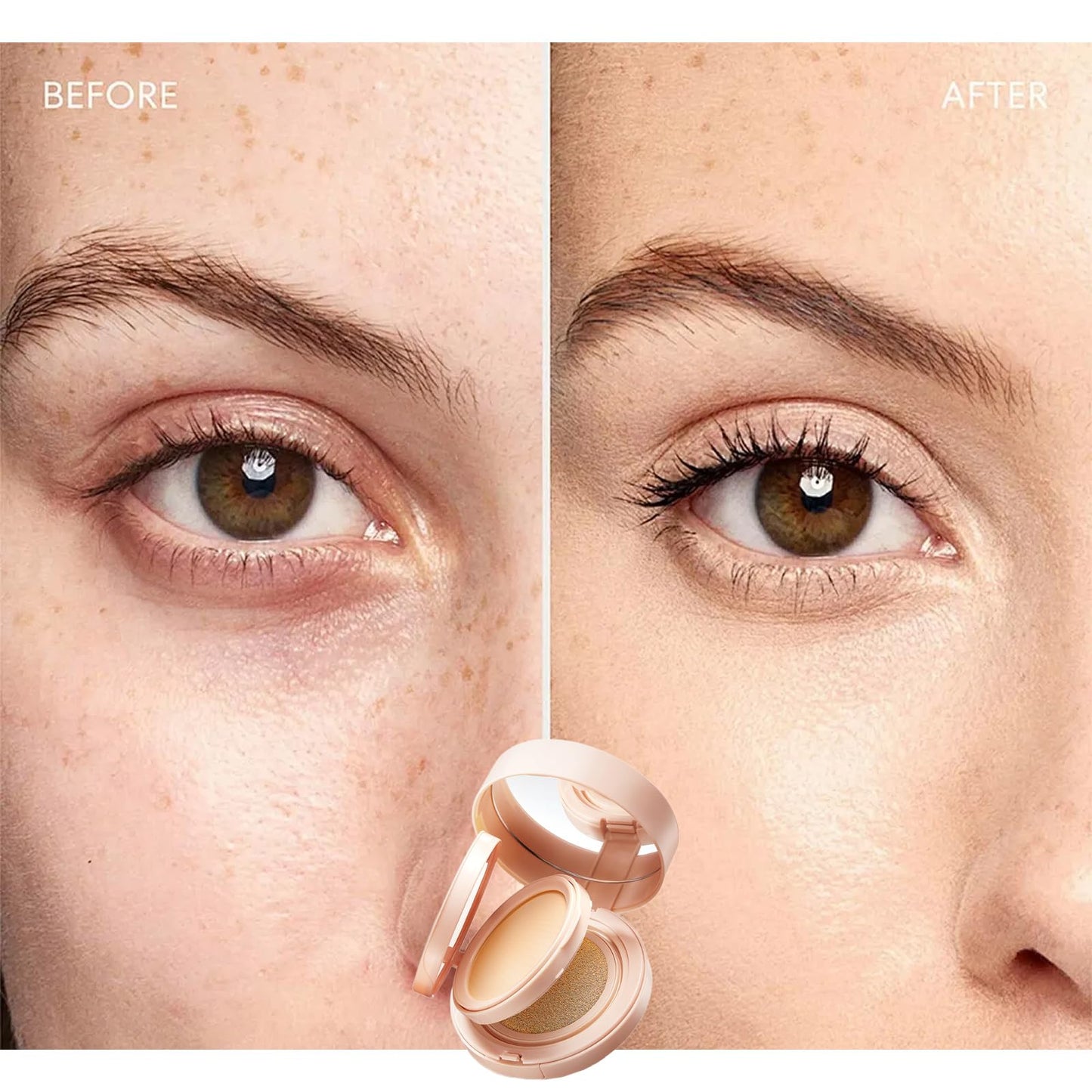 RUICHING CC Cream Cushion Foundation Tinted Moisturiser, Skin Tint Full Coverage Foundation Makeup, Lightweight Breathable Hydrating Smoothing Color Correcting Cream Face Women