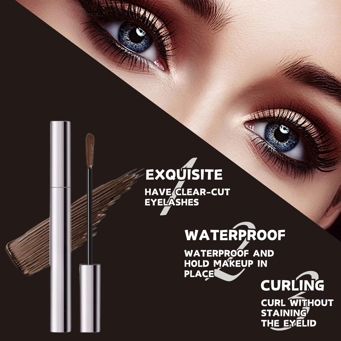 Brown Mascara for Older Women 60 Plus,Telescopic Mascara Volume and Length for older women,Tubing lash mascara for mature ladies Waterproof Lasting Smudge-proof,For Sensitive Eyes & Aging Lashes