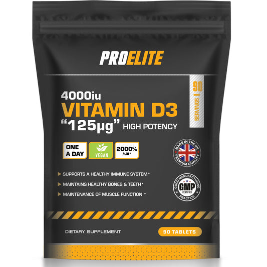 Vitamin D3 4000 iu - Vitamin D Tablets - 1 Year Supply 365 Tablets - Vegan - Vitamin D Supplements - Immune System Booster - Made in The UK - Gluten Free by PROELITE