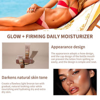 Tanning Moisturiser - Moisturizing Sunless Self Tanning Lotion - Fair to Medium Skin Tones - Natural Glow +Firming Daily Moisturizer for Body - Tanning Accelerator Moisturizer For Face & Body Brown
