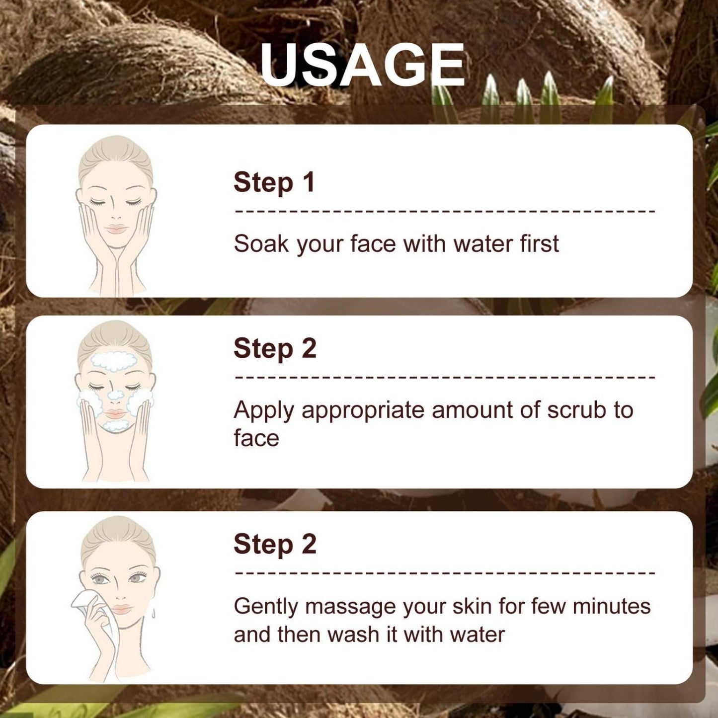 Grospe Coconut Oil Facial Scrub Exfoliator with Natural Essence Coconut Sugar Facial Scrub Gentle Cleansing Moisturising Rejuvenating Glowing Skin Coconut Oil Formula Face Scrub 50g