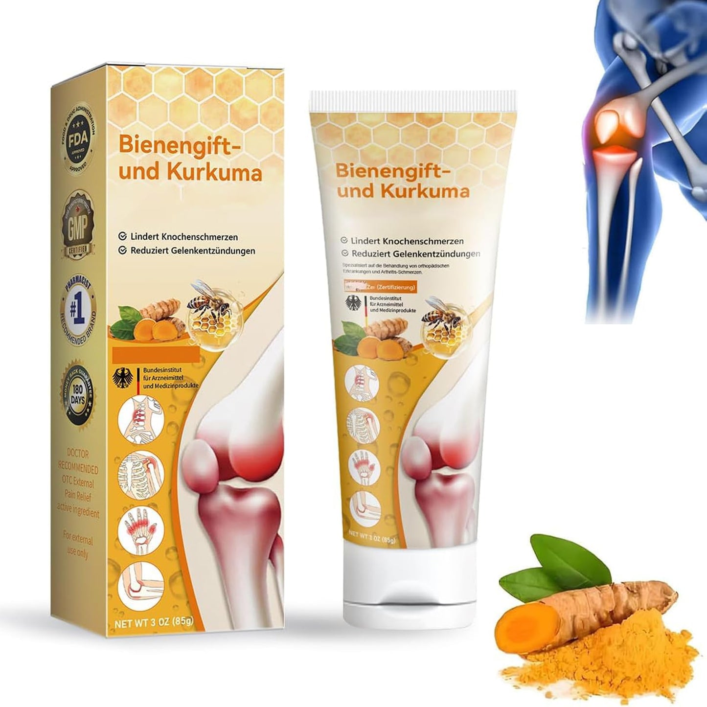 ALLILUYAA Furzero Bee Venom and Turmeric Joint Cream, Furzero Bee Venom Ointment Cream, for Neck, Waist, Back, Hands, Feet