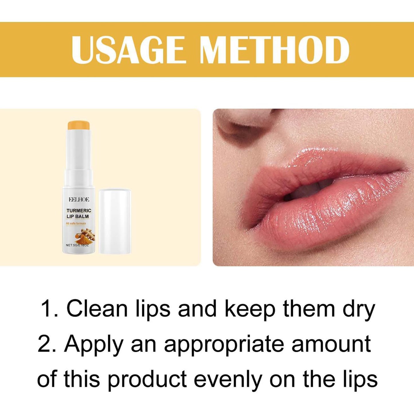 SHEBEEDO Lip Balm, Turmeric Lip Balm,Lip Lightening For Dark Lips,Long Lasting Moisturizing Lip Care Cream, Nourishes Lips, Reduces Chapped Dry Lips, Repairs Cracks,Natural Bright Lip Mask For Women Men