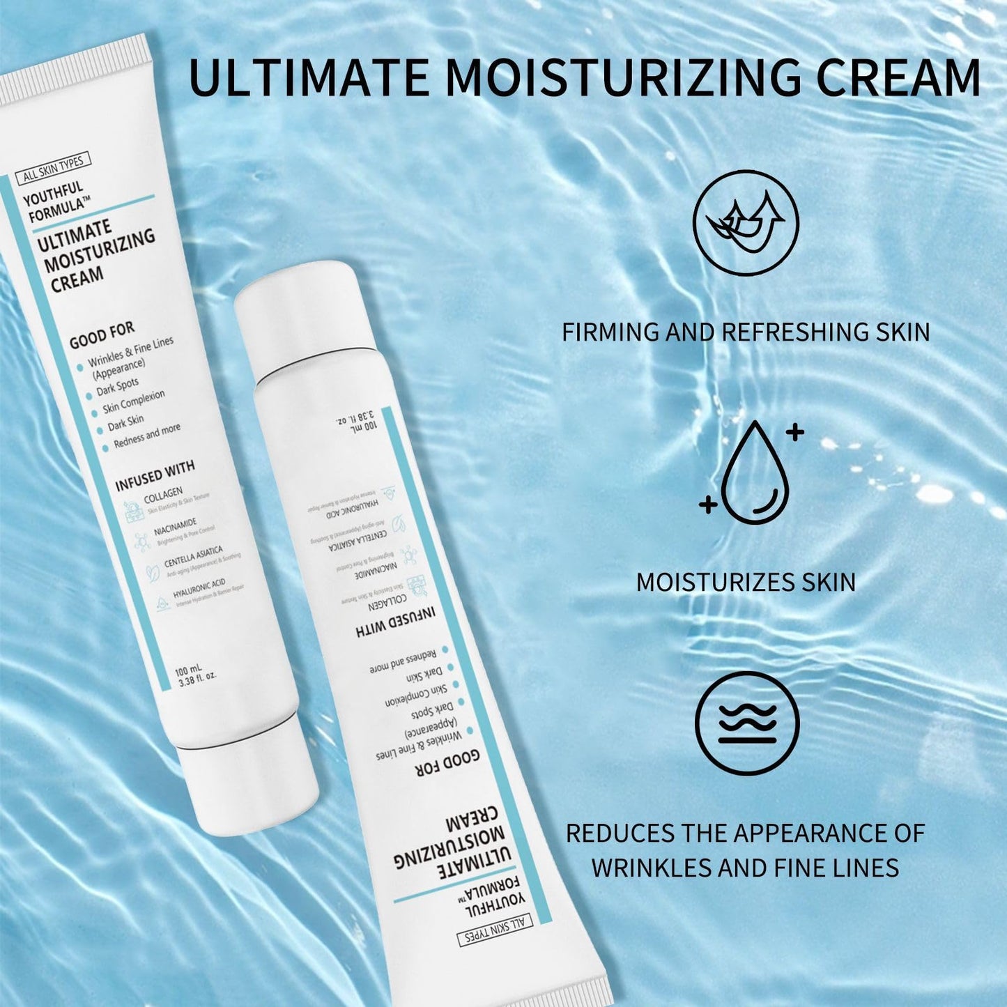Generic Glowage Repair Moisturising Cream, Glowage Repair Moisturising, Youthful Formula Ultimate Moisturizing Cream For All Skin Types, With Collagen And Hyaluronic Acid, 100ml