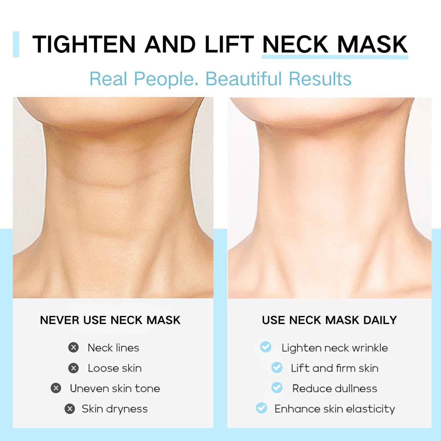 Firming Rejuvenating Neck Mask, Neck Mask For Tightening And Firming, Neck Tightening Mask With Hyaluronic Acid, Sheet Neck Masks For Wrinkles, Moisturizing Mask For Neck Line Romoval, 6PCS