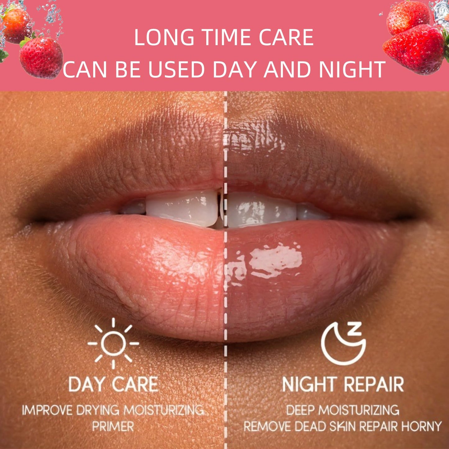 TBeautfave Lip Sleeping Mask, Strawberry Lip Mask Overnight Lip Balm Lip Oil Lip Moisturiser Nourishing for Dry Chapped Peeling Cracked Lips Lip Plumper Fades Lip Lines Lip Repair Lip Care