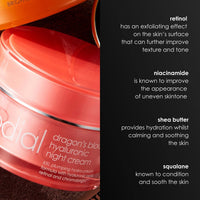 Rodial Dragon's Blood Hyaluronic Night Cream 50ml – Anti-Aging Night Cream with Hyaluronic Acid, Hydrating & Plumping Formula