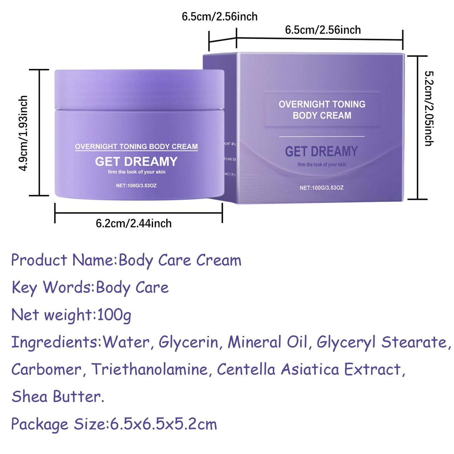 Generic Overnight Toning Body Firming Cream, Get Dreamy Overnight Toning Whip,Bodys Firming Whip, Anti-Wrinkle Skin Tightening Gel, Body Firming Whips for All Skin Types - 3.53floz