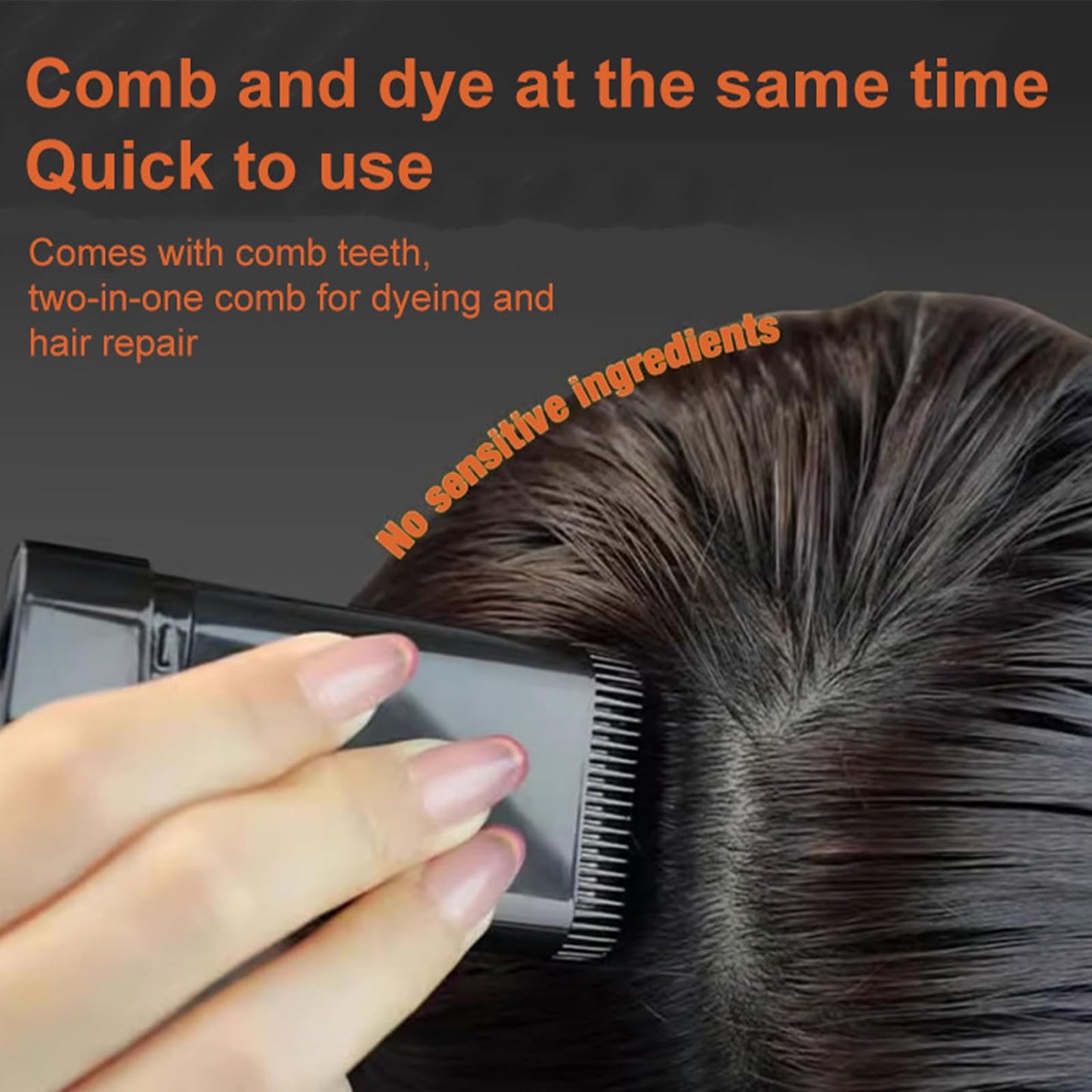Hair Dye Comb Hair Colour Stick - 2-in-1 Hair Color Stick with Built-in Comb – Instant Grey Hair Cover-Up for Men & Women. Waterproof, Sweat-Proof, & Portable. Easy, Safe & Convenient Brown Hair Dye C