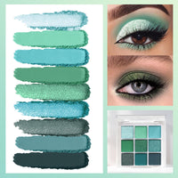 KKwoter Green Eyeshadow Glitter Green Eyeshadow Glitter Forest Emerald Green Christmas Makeup Palette - 9 Shades of Waterproof, Long-Lasting, Pressed Pigmented Eyeshadows