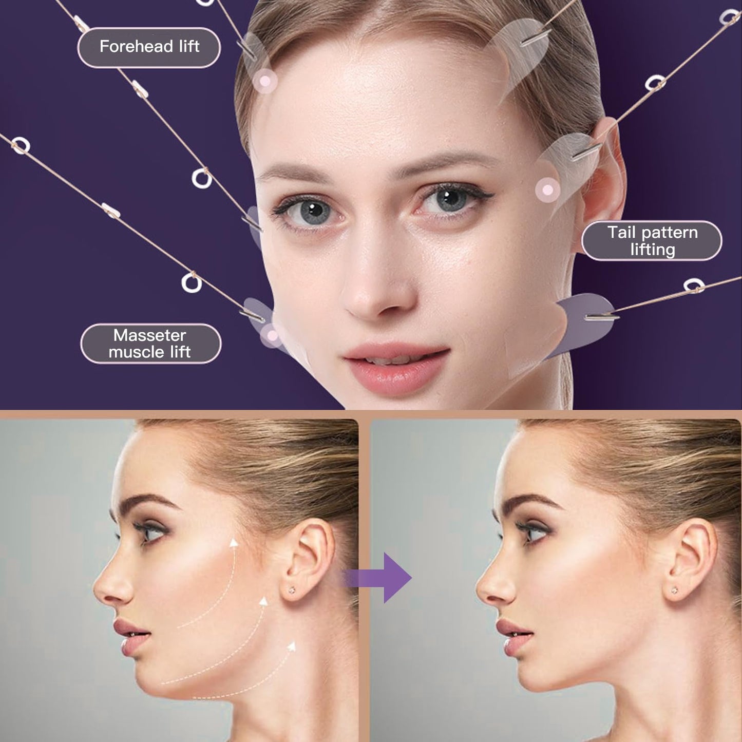 Bettinay 80 PCS Face Lift Tape Invisible with 16 Lifting Ropes, Instant Facelift Sticke for Skin Firming Makeup Lifting Tool