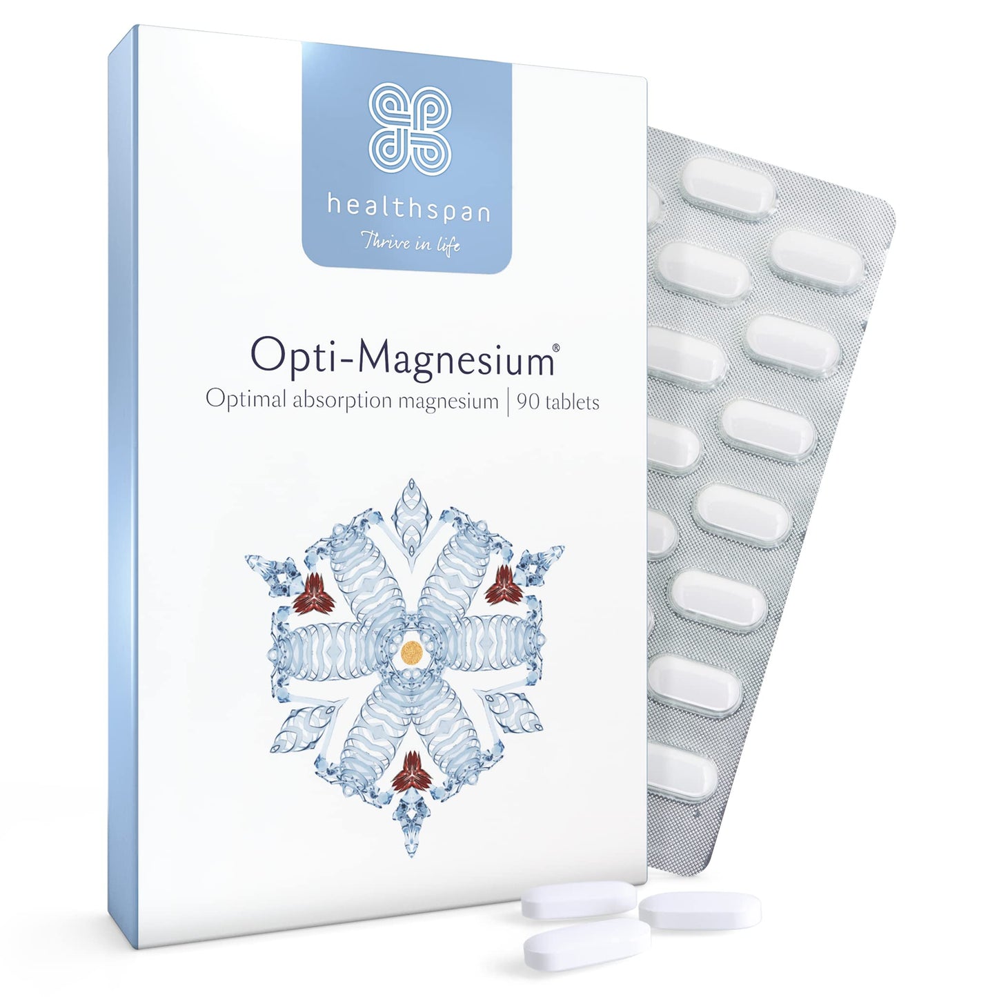 Healthspan Opti-Magnesium | 90 Tablets | for Bone & Muscle Support | Maintains Psychological Function and Nervous System | Easily Absorbed | Added Vitamin D3 | Inulin | Vegetarian