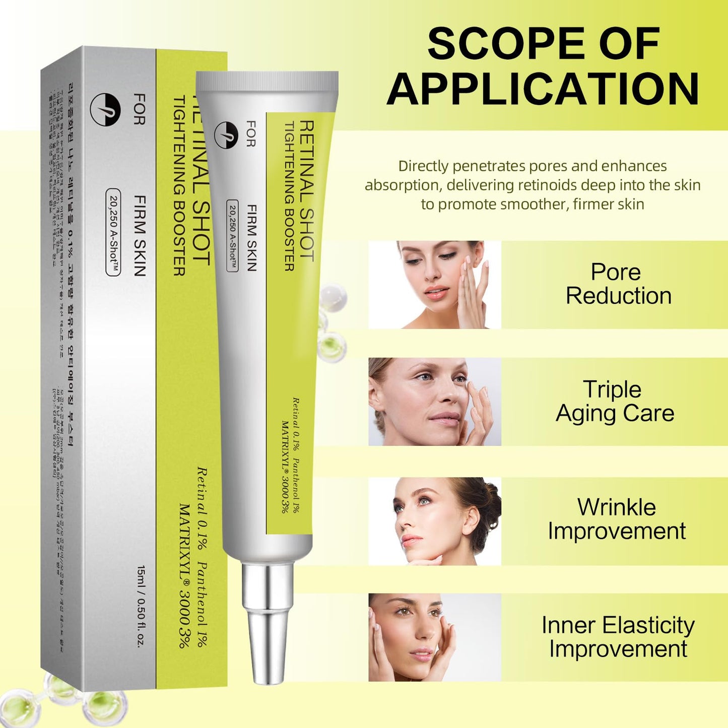 HERBINSOLS Retinal Shot Tightening Booster - Retinol Serum for Face - Anti Aging Retinol Eye Cream - Retinol Shot Tightening Booster Serum for All Skin Types,Wrinkles & Fine Lines,Firmer Skin(15ML)