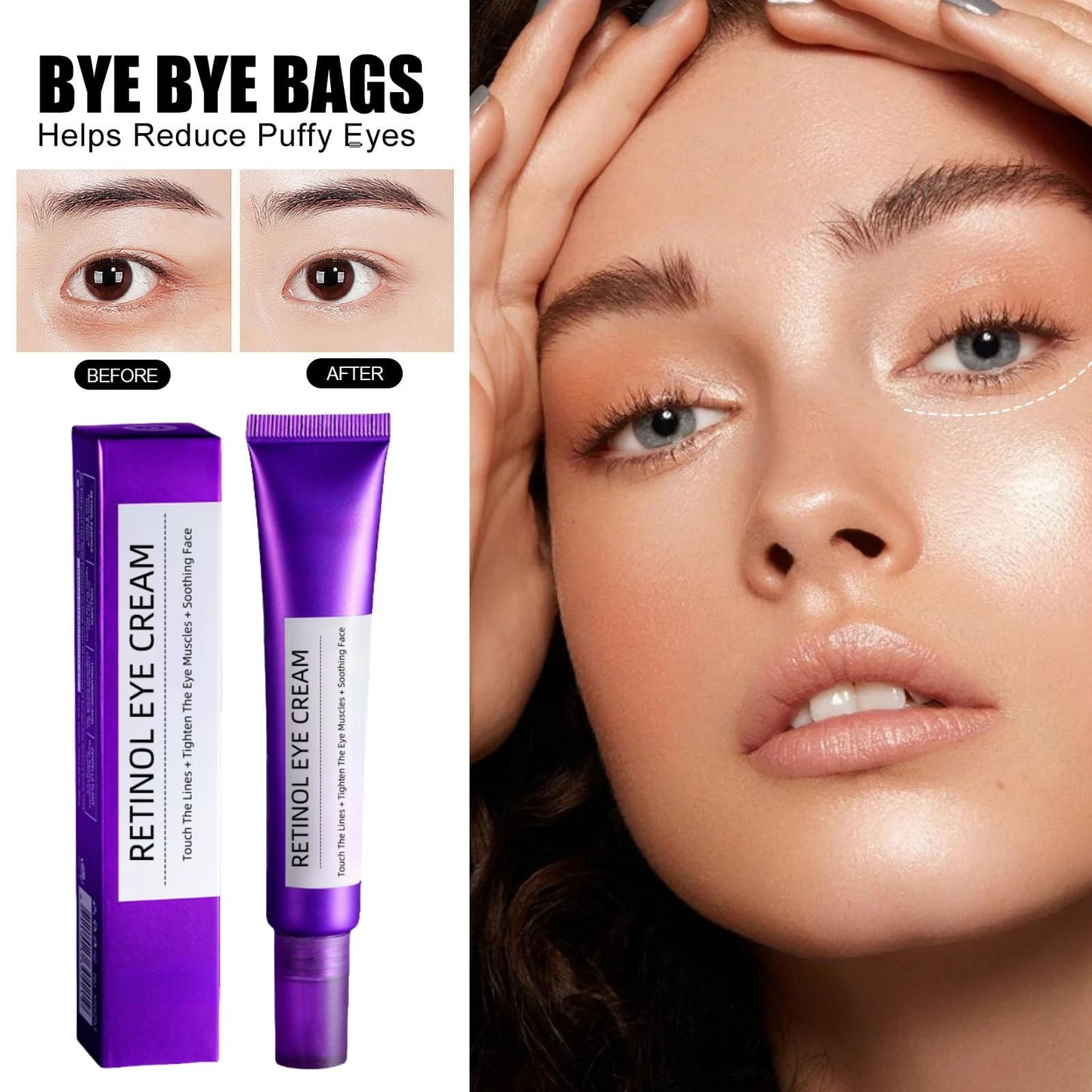 Retinol Intense Reactivating Eye Cream,Retinol Eye Cream,Dark Circles Under Eye Treatment Women,Anti Aging Eye Cream,Eye Cream for Dark Circles and Puffy Eyes,Eye Bags Remover,Eye Cream for Wrinkles