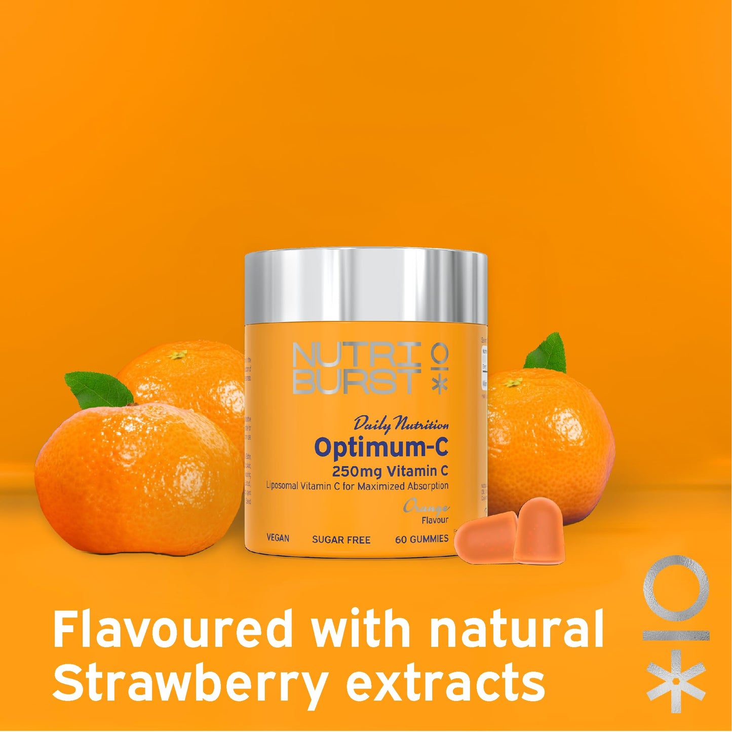 Nutriburst Optimum C - Liposomal Vitamin C (250mg) - Energy & Immune System Support - Orange Flavour - 60 Gummies 1 Month Supply - Suitable for Vegans